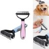 Large Pets Fur Knot Cutter Dog Grooming Shedding Tools Pet Cat Hair Removal Comb Brush Double Sided Pet Products Suppliers - blue