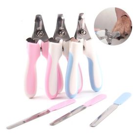 2Pcs/set Pet Grooming Tools Stainless Steel Nail Clippers Dogs Cats Nail Scissor Nail Cutter Puppy Kitten Grooming Nail Grinder - pink