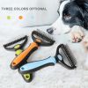 Professional Pet Deshedding Brush 2 Sided Dematting Dog Comb Cat Brush Rake Puppy Grooming Tools Undercoat Shedding Flying Hair - blue - L