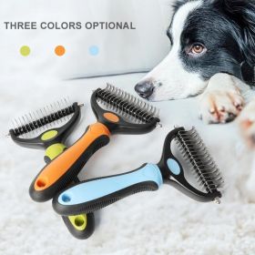 Professional Pet Deshedding Brush 2 Sided Dematting Dog Comb Cat Brush Rake Puppy Grooming Tools Undercoat Shedding Flying Hair - red - S