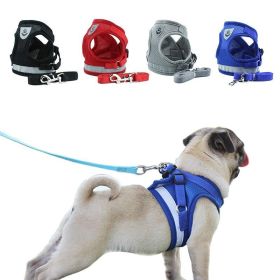 Summer Strap-style Dog Leash Adjustable Reflective Vest Walking Lead for Puppy Polyester Mesh Harness Small Dog Collars - red - M