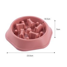 Pet Dog Bowl Dog Slow Feeder Bowl Puppy Cat Slow Eating Dish Bowl Anti-Gulping Food Plate Feeding Dog Cat Food Bowl Pet Supplies - Pink