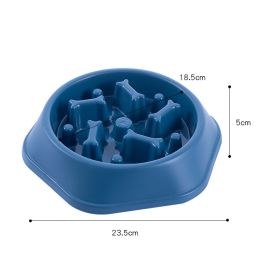 Pet Dog Bowl Dog Slow Feeder Bowl Puppy Cat Slow Eating Dish Bowl Anti-Gulping Food Plate Feeding Dog Cat Food Bowl Pet Supplies - Blue