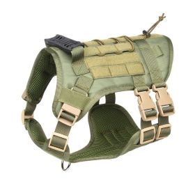 Tactical Dog Harness For Small Medium Large Dog; Dog Harness Vest With Soft Padded And D-Ring Collar - Army Green - M