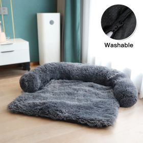 Pet Sofa; Warm Plush Pet Cushion For Indoor Dogs & Cats; Dog Blanket; Washable Pet Bed - Dark Grey - XS