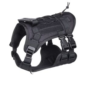 Tactical Dog Harness For Small Medium Large Dog; Dog Harness Vest With Soft Padded And D-Ring Collar - black - M