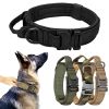 Tactical Pet Collar; Dog Collar With Handle; Military Heavy Duty Dog Collars For Medium Large Dogs - Khaki - L