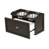 Elevated Dog Bowls Stand with 2 Stainless Steel Bowls - Brown - Pet Supplies