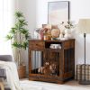 Dog crates;  indoor pet crate end tables;  decorative wooden kennels with removable trays. - Rustic Brown