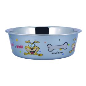 Multi Print Stainless Steel Dog Bowl By Bella N Chaser-Set of 2 - as Pic