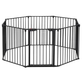 200" Adjustable Baby/Child Safety Gate 8 Panel Play Yard Metal Doorways Fireplace Fence Christmas Tree Fence Gate for House Stairs Gate for Child/Todd