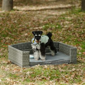 Dog Bed; Pet Bed; Pet Enclosures; Pet Outdoor Furniture; Pet Patio Furniture; Seasonal PE Wicker Pet Furniture; Dog Bed With Cushion - as Pic