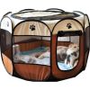 Folding Dog House Octagonal Cage Pet Cage Portable Pet Tent Large Dogs House - Brown - L 114x114x58 cm