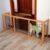 Wood Freestanding Pet Gate, Wood Dog Gate with Adjustable Width 40"-71", Barrier for Stairs Doorways Hallways, Puppy Safety Fenc - orange