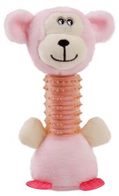 Pet Life Totty-Chew' Plush and Rubber Squeaking Newborn Teething Cat and Dog Toy - Pink