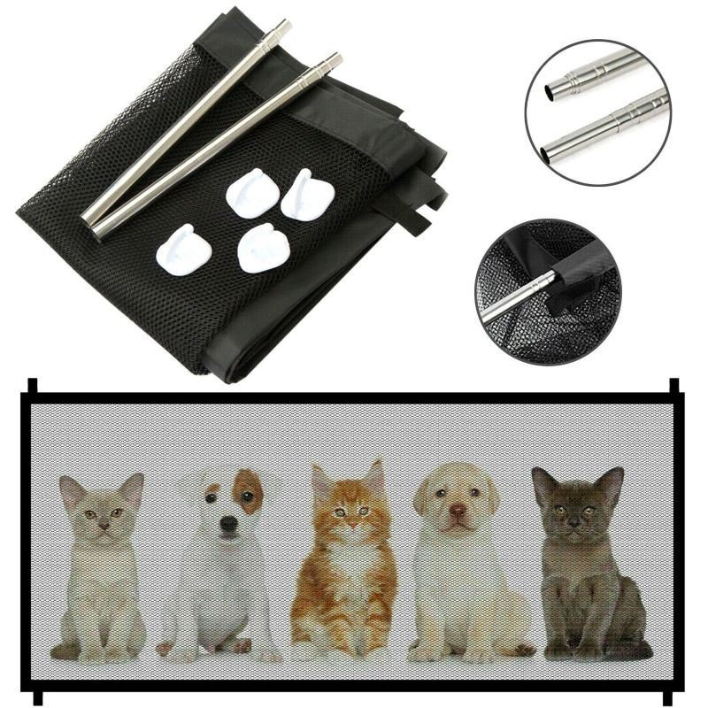 Portable Guard Net Stairs Doors Pets Dog Cat Baby Safety Gate Mesh Fence - Black - M Portable Guard Net Stairs Doors Pets Dog Cat Baby Safety Gate Mesh Fence - Black - M