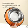 Stainless steel dog bowl; color anti-skid dog bowl; cat bowl - 26cm - Orange cartoon