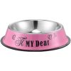 Stainless steel dog bowl; color anti-skid dog bowl; cat bowl - 16cm - Pink Cartoon