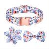 1pc Adjustable Soft Dog Collar With Print Flower Multicolor Cute Patterns - Matcha Color - L