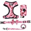 4Pcs Set Reflective No Pull Dog & Cat Harness Collar Leash With Dog Poop Bag For Small Medium Dog - Pink - S