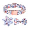 1pc Adjustable Soft Dog Collar With Print Flower Multicolor Cute Patterns - Orange - S