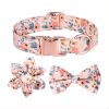 1pc Adjustable Soft Dog Collar With Print Flower Multicolor Cute Patterns - Orange - S