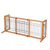 Wood Freestanding Pet Gate, Wood Dog Gate with Adjustable Width 40"-71", Barrier for Stairs Doorways Hallways, Puppy Safety Fenc - orange