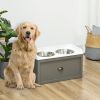 Elevated Dog Bowls Stand with 2 Stainless Steel Bowls - Gray - Pet Supplies