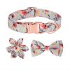 1pc Adjustable Soft Dog Collar With Print Flower Multicolor Cute Patterns - Dodge Blue - L