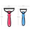 Professional Pet Deshedding Brush 2 Sided Dematting Dog Comb Cat Brush Rake Puppy Grooming Tools Undercoat Shedding Flying Hair - blue - M