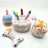 Dog plush toys; pets gnawing bones; sounding toys; teeth cleaning; fun birthday cakes; dog toys; dog gifts - Embroidered bone