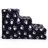 3 Steps Pet Stairs for Dogs and Cats - White claw with black bottom - black with paw print