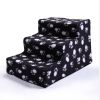 3 Steps Pet Stairs for Dogs and Cats - White claw with black bottom - black with paw print