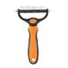 Professional Pet Deshedding Brush 2 Sided Dematting Dog Comb Cat Brush Rake Puppy Grooming Tools Undercoat Shedding Flying Hair - orange - S