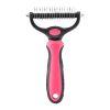 Professional Pet Deshedding Brush 2 Sided Dematting Dog Comb Cat Brush Rake Puppy Grooming Tools Undercoat Shedding Flying Hair - red - L